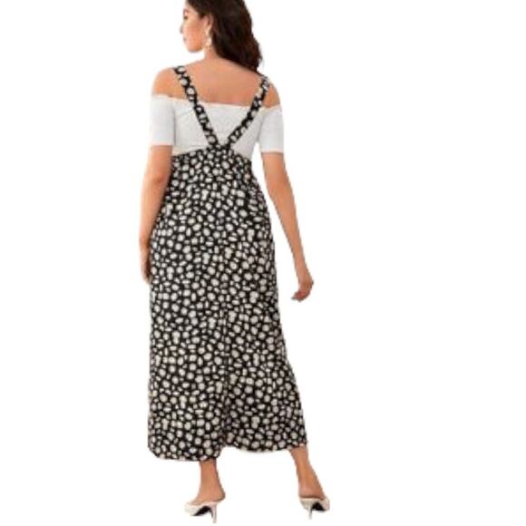 SHEIN Maternity Skirt Overalls Allover Daisy Print Pinafore Ditzy Print Size XL - Picture 2 of 13